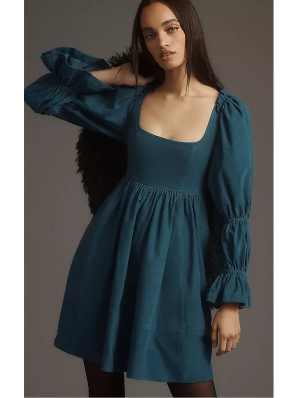 NWT  Anthropology Pilcro Corduroy Square Neck Babydoll Dress Size S
